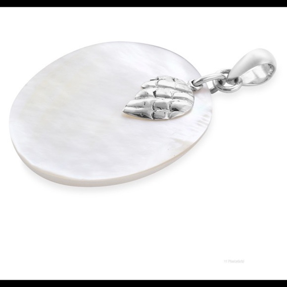 Mother of Pearl Feather Charm Pendant in Sterling Silver - Picture 3 of 8